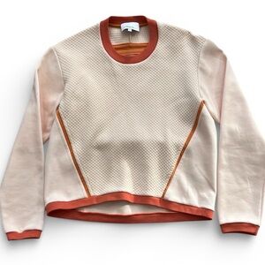 3.1 Phillip Lim Quilted Sweatshirt Pullover Cotton Silk  Trim Womens 4 Elevated